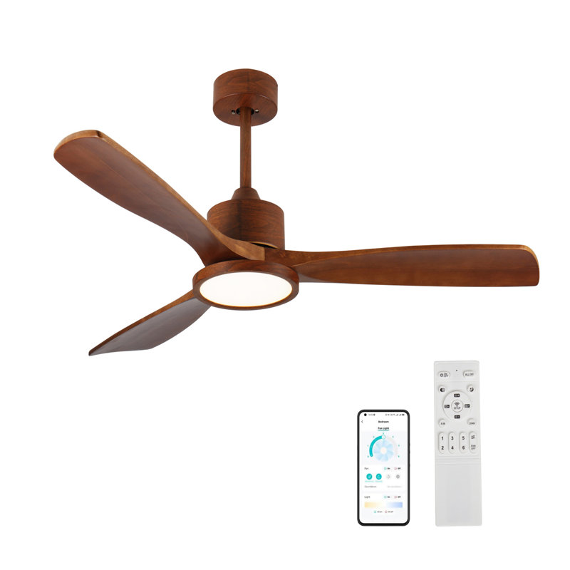 Ventilateurs de plafond en bois 52 pouces avec lumières et télécommande