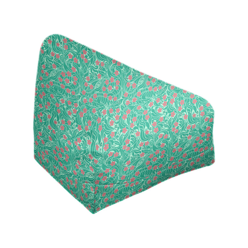 Sac de pois Leffel, H 38 po x l 42 po x P 29 po, Housse de pouf, Vert mer / rose