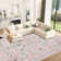  Washable Area Rug, Boho Floral Soft Rugs for Living Room, Non Slip Low Pile Carpet for Bedroom, Dining Room, Nursery, Hallway, Pink