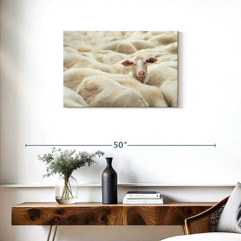 Brampt Curious Sheep, 20" H x 30" W