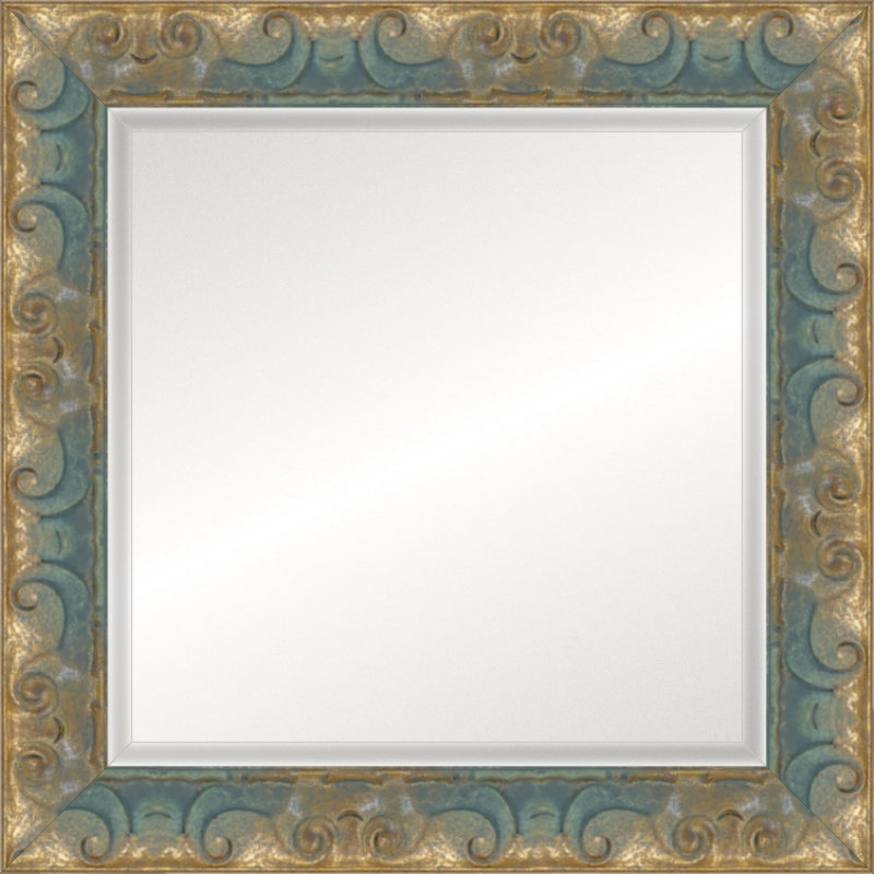 Decorative Distressed Mirror, Non-Beveled, Square 15.75" x 15.75"