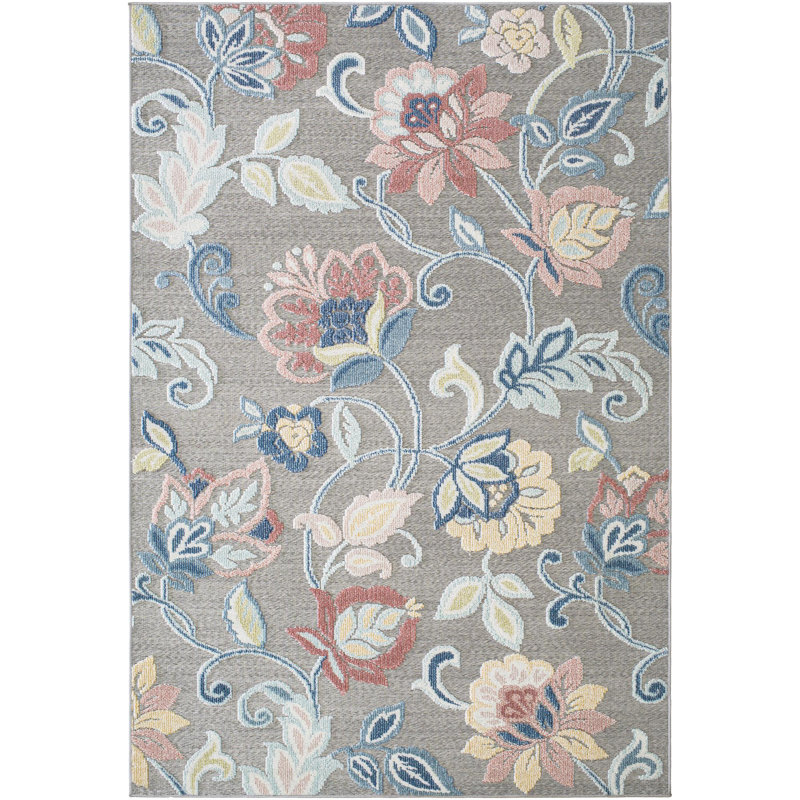 Tapis d'extérieur gris / bleu Gem, Rectangle 2 pi x 2 pi 11 po