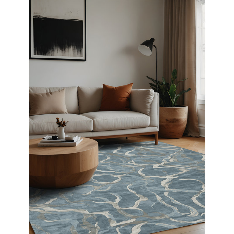 Machine Washable Gray Area Rug, Square 7'