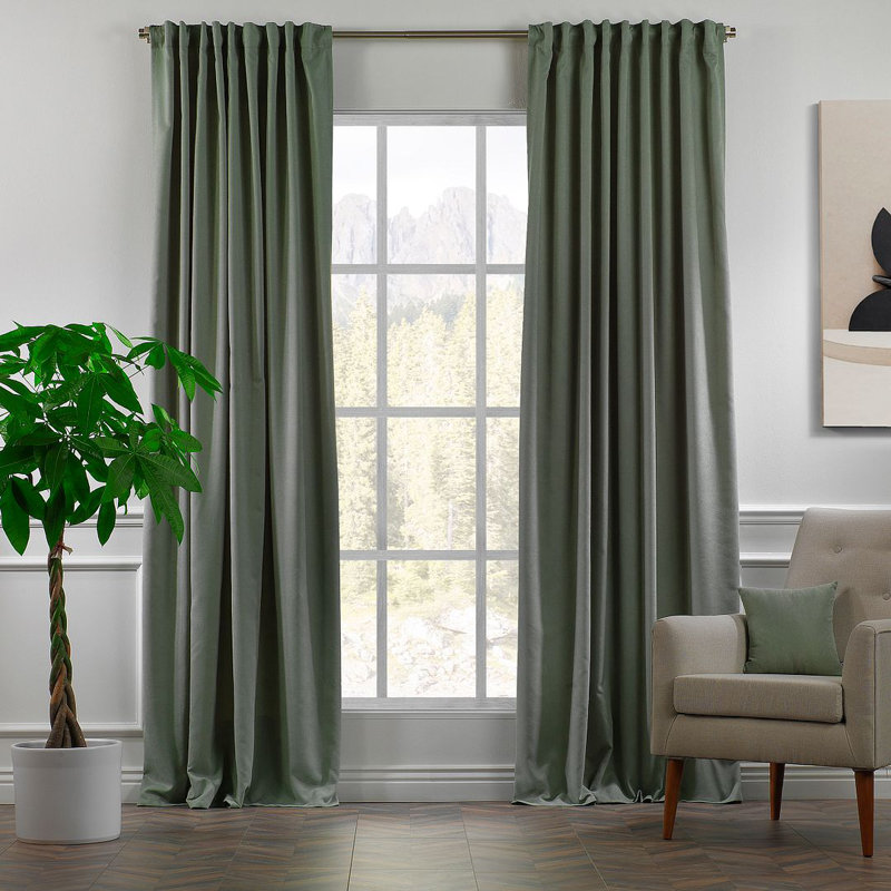 Solid Room Room Darkening Tab top Curtain Panels, Leaf Green, 52" W x 120" L