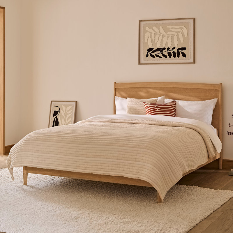 Wooden Bed, Whitewash Oak, European King (160 x 200 cm)