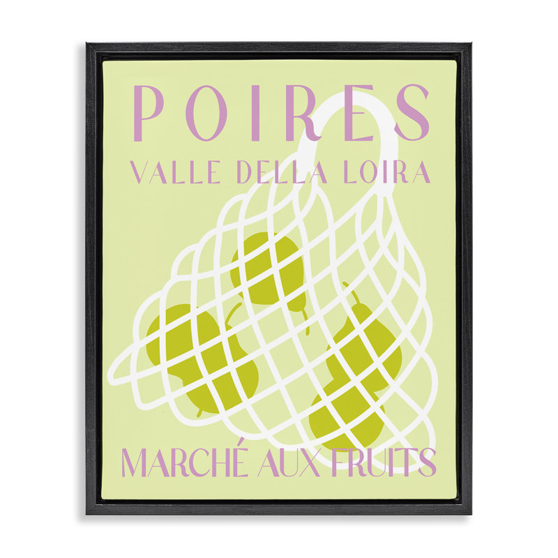  Art moderne sur toile flottant, "Modern Pear Fruit Market" par Daphne Polselli, Cadre flottant noir de jais