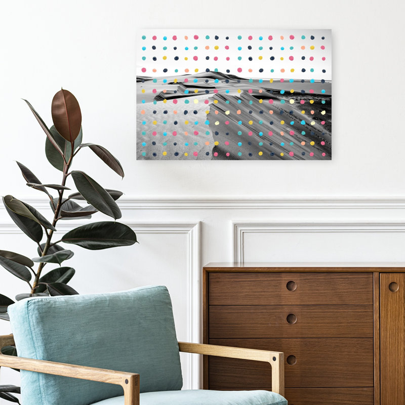 «Modern Desert Dots Abstract Colorful Geometric Landscape Nature», reproduction d'art murale, 16" H x 24" W