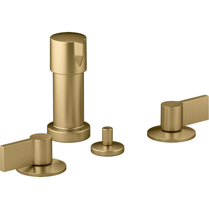 Components Widespread Bidet Faucet With Lever Handles, Vibrant Brushed Moderne Brass