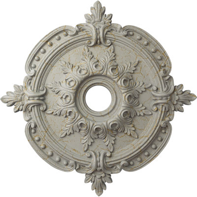 Endurathane Benson Classic Ceiling Medallion, 28 3/8"OD x 3 3/4"ID x 1 5/8"P (Fits Canopies up to 6 1/2"), Hand-Painted Pot of Cream Crackle Finish