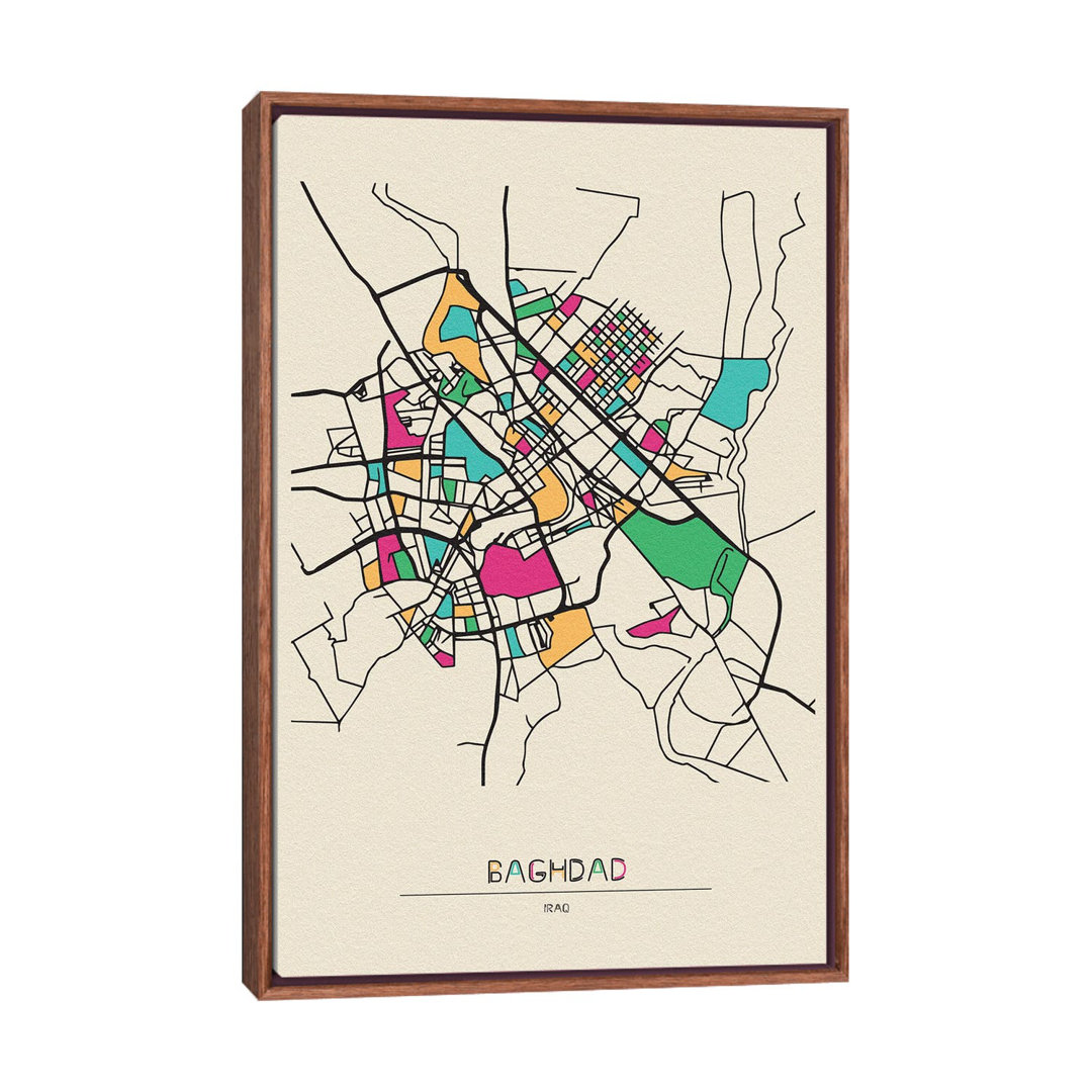 Baghdad, Iraq Map by Ayse Deniz Akerman - Print on Canvas