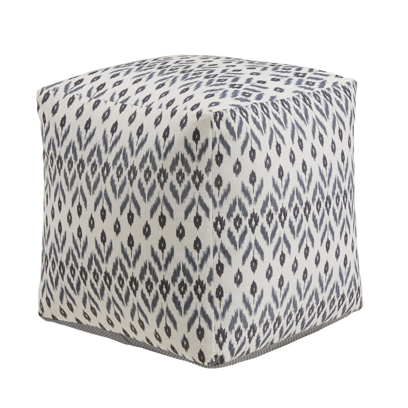 Doniphan Upholstered Square Pouf Ottoman, Ivory Abstract