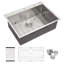 Évier de cuisine encastré à simple cuve en acier inoxydable 33 x 22 x 10 po, Detph: 9 po, conception polyvalente à double fixation
