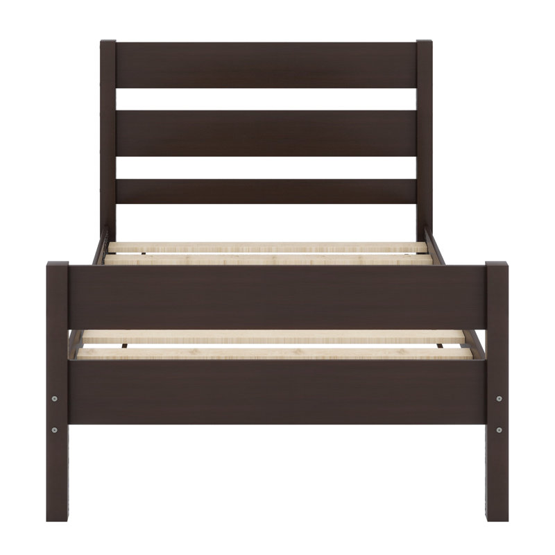 Lit en bois avec tête et pied de lit, Espresso