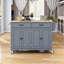 Chariot pour îlot de cuisine avec plateau en bois massif et roues verrouillables, largeur de 54,3 pouces, armoire à 4 portes et deux tiroirs, support à épices, porte-serviettes-881080138