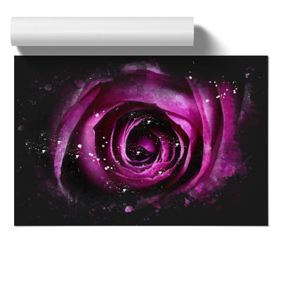 Purple Rose Flower Paint Splash - Frameless Print