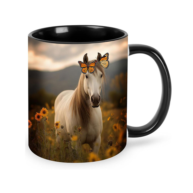 Horse Coffee Mug Novelty Ceramic Coffee Cup 11oz with Handle Gifts for Women and Men Microwave Safe for Home or Office