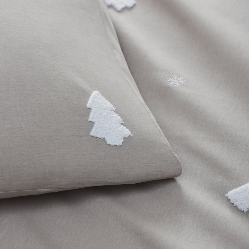 Tufted Trees Cotton Solid Colour Duvet Cover Set, Single Bed (140 x200 cm)