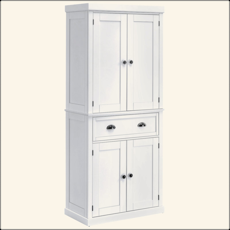 Armoire de cuisine 72 po sur pied, armoire de rangement haute avec 2 portes, tiroir et tablettes réglables