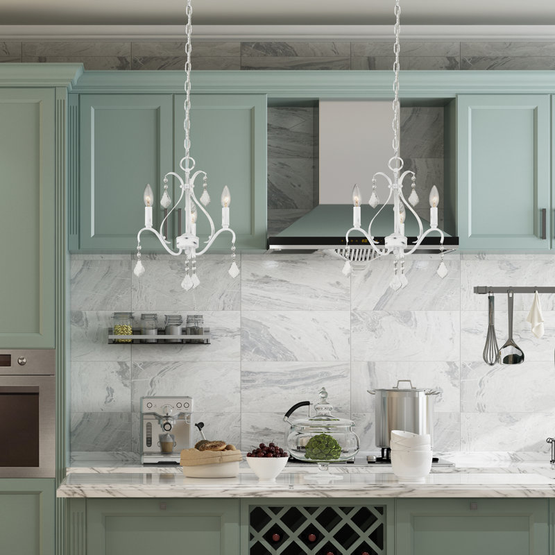 Maines 3 - Light Candle Style Classic Chandelier with Crystal Accents