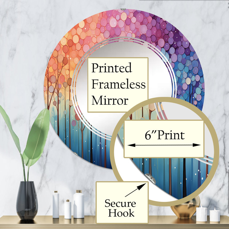 Berilo - Miroir mural moderne rond, 32 po x 32 po