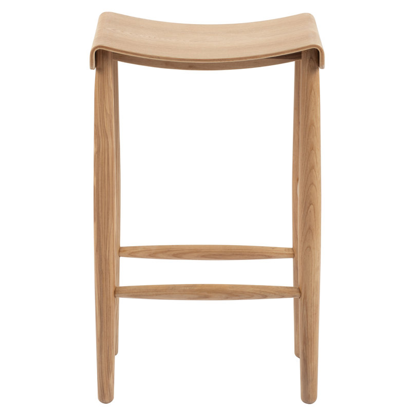 Kobe Bar Stool with Solid Wood Frame, Natural