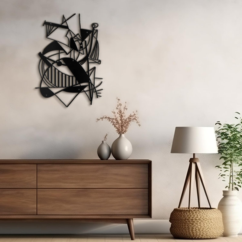 Décoration murale en métal, H 24 po x l 16 po x P 0,05 po, Noir