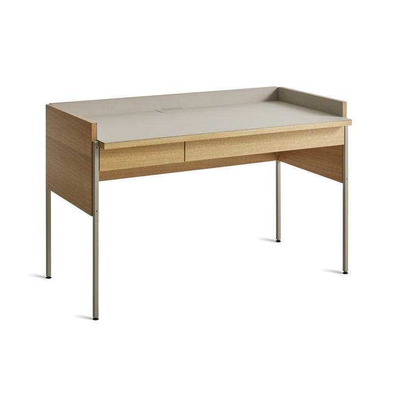 Tabloid Solid Wood Writing Desk, Putty/White Oak
