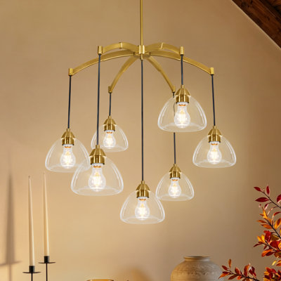 Lustre spoutnik linéaire à 7 lumières de style moderne pour salle à manger et vestibule