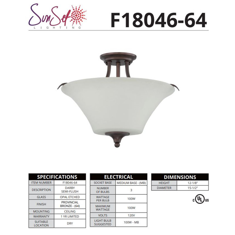 Glass Semi Flush Mount, Black