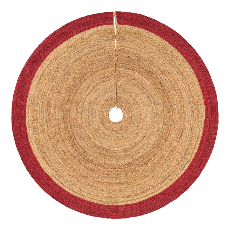 Jupe d'arbre de Noël à tisser Unique, Beige, Rond 7 pi 1 po