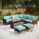 Argyri Wicker Outdoor Patio Conversation Furniture Sectional Set with Fire Pit Table