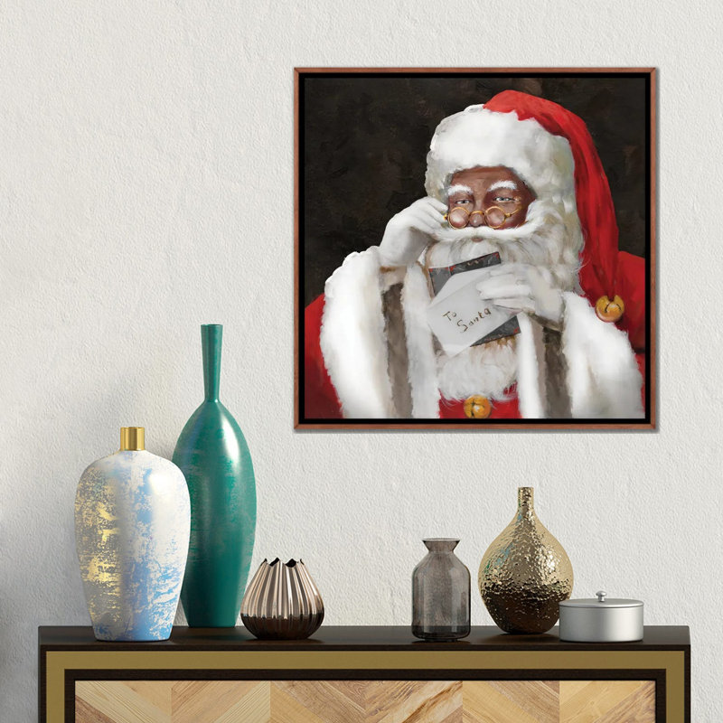 «A Note To Santa», reproduction d'art sur toile encadrée, H 18 po x l 18 po, Impression encadrée sans passe-partout, Brun