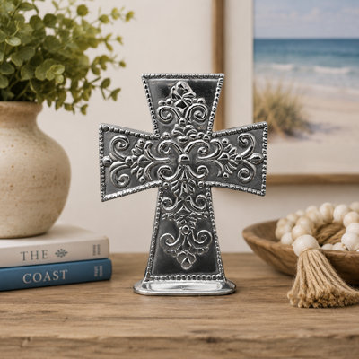 Silver Blessings Freestanding Pewter Cross