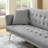 Gray Velvet Convertible Futon Sofa Bed With Tufted Design & Gold Legs-1642486518