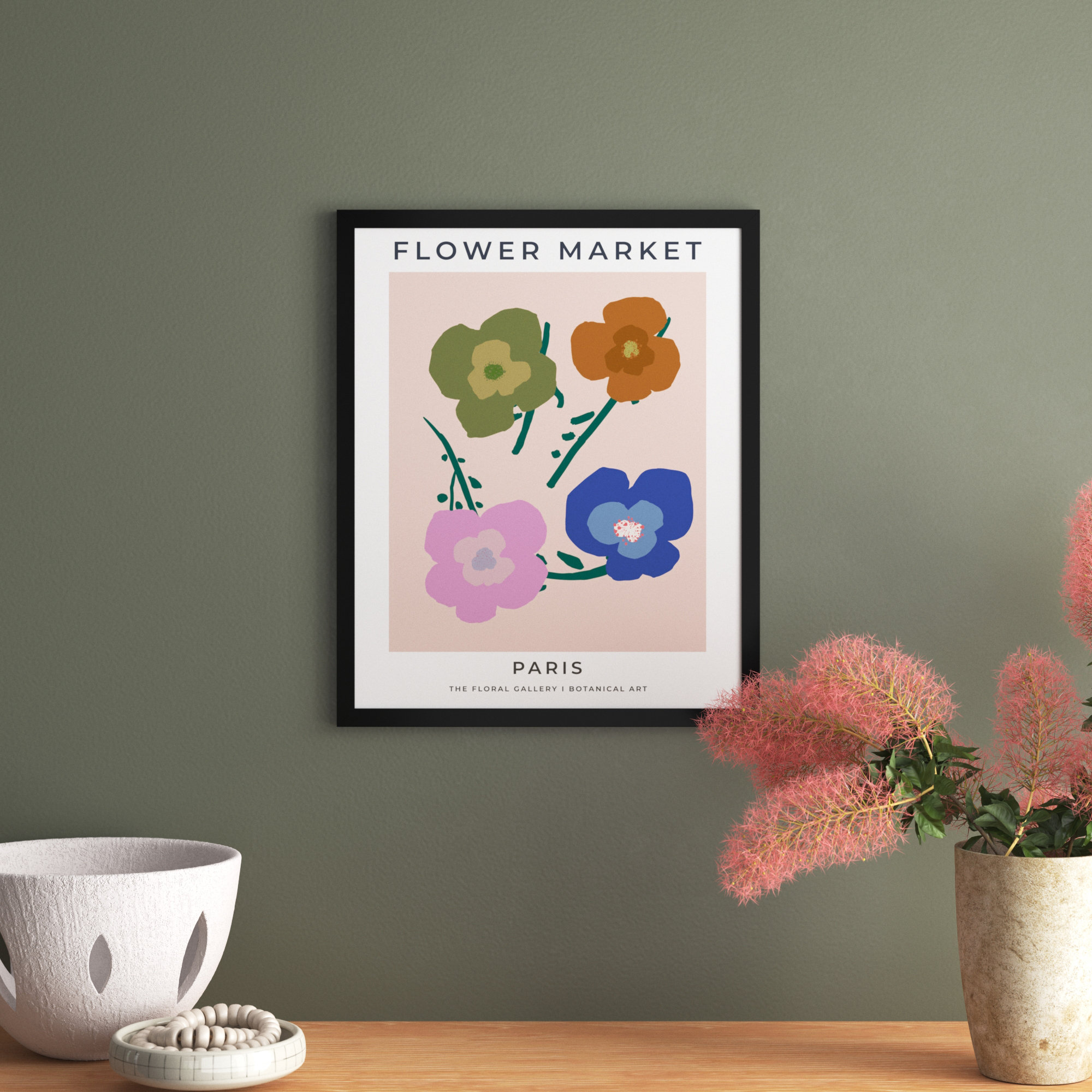 Paris Flower Market by Oliver Gal, 22" H x 18" W, Black