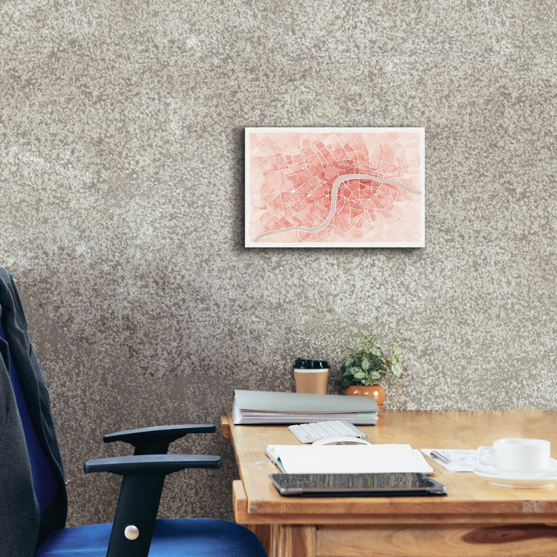 «Watercolor Wanderlust London Coral» par Laura Marshall, art mural sur toile, H 12 po x l 18 po x P 0,75 po