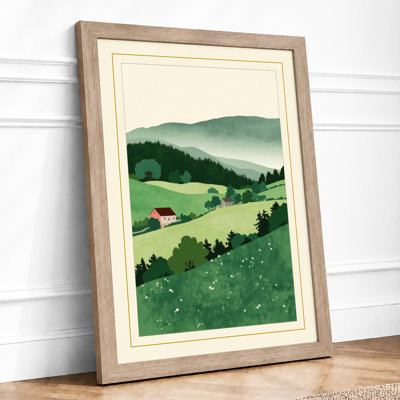 Pastoral Valley Farm Scandinavian - Framed Print
