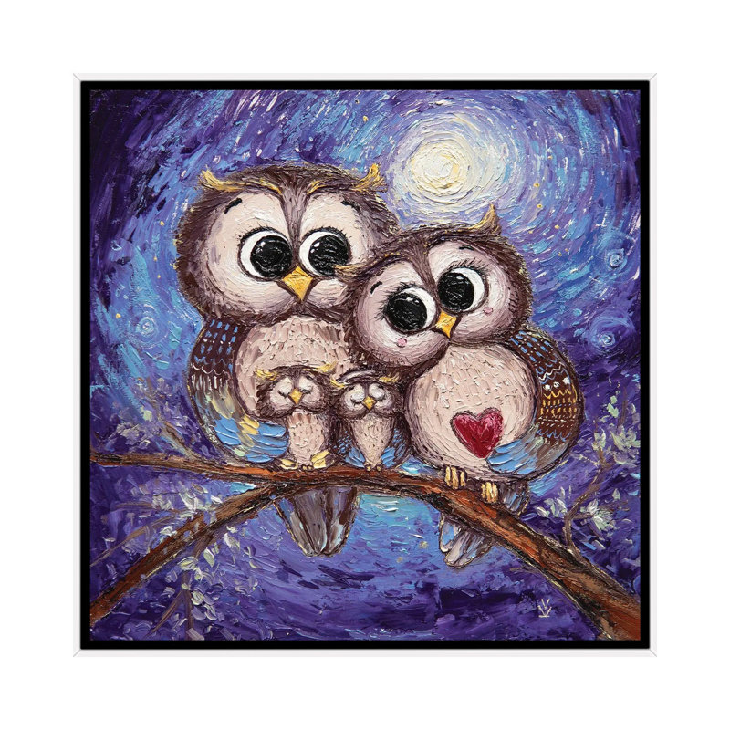Good Owls 1 Piece Painting on Canvas, 66.04 cm H x 66.04 cm W, White Framed