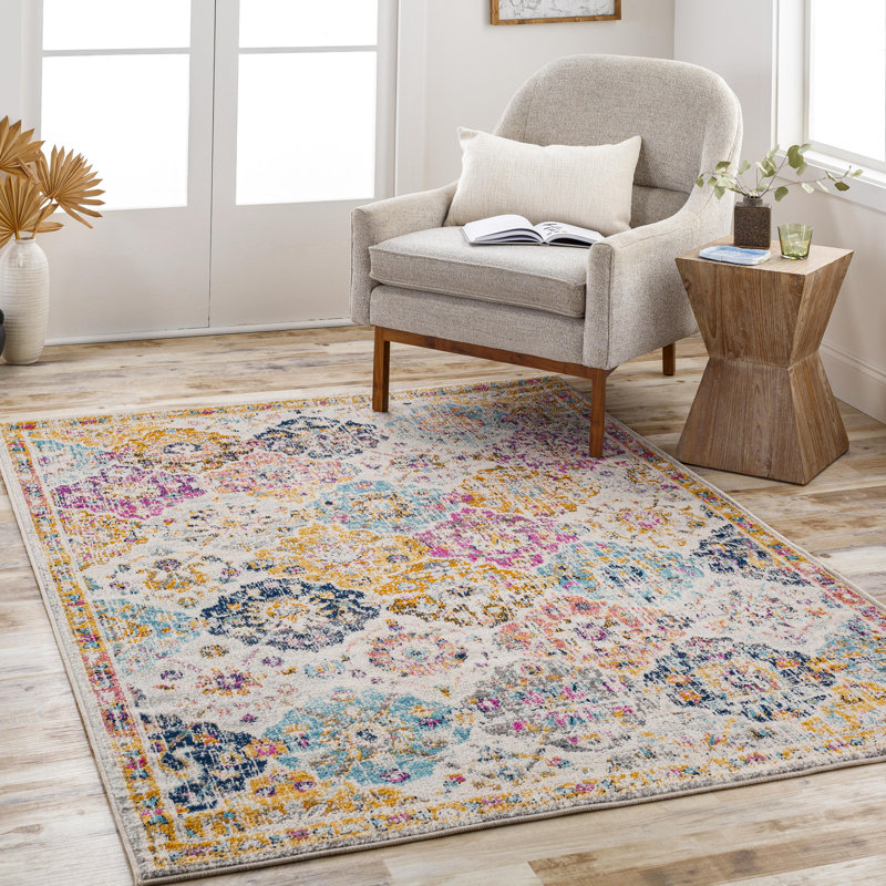 Sterne Machine Woven Beige/Blue/Orange/Pink/Teal/Yellow Indoor Rug, Rectangle 95 x 150 cm