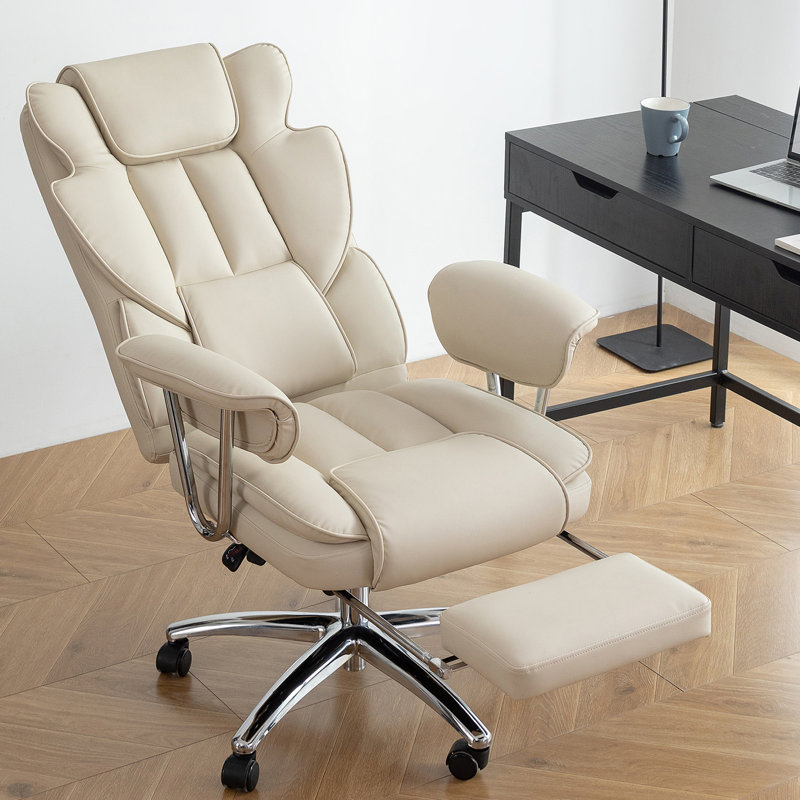 Adjustable Ergonomic Faux Leather Swiveling PC & Racing Game Chair, Beige
