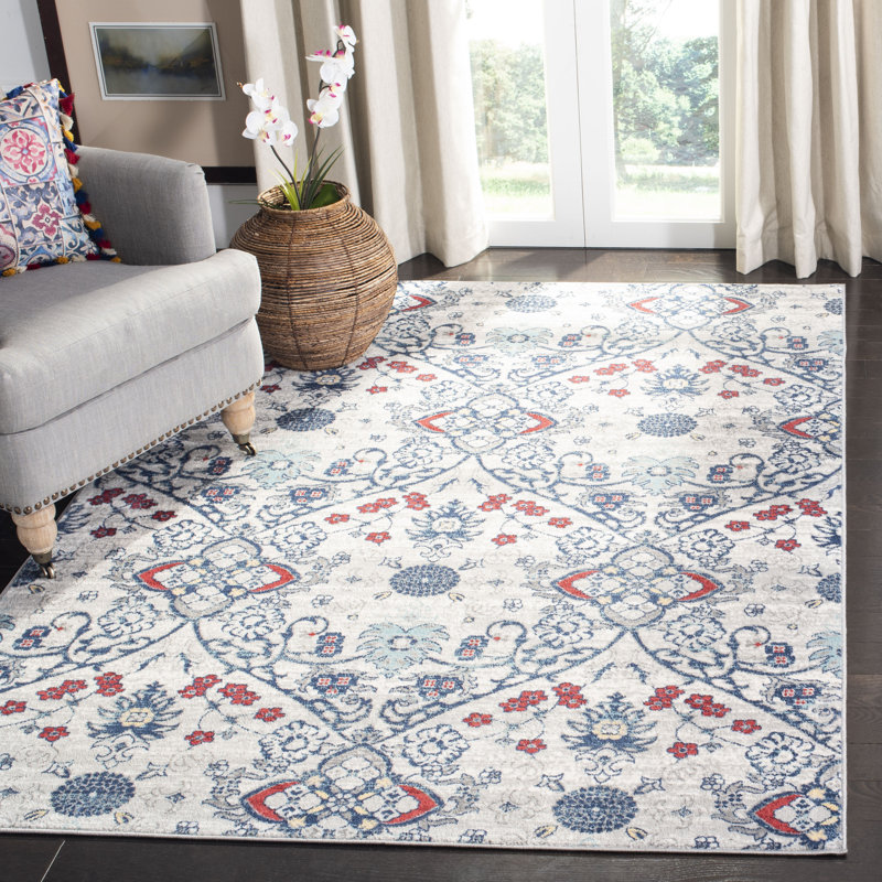 Tapis bleu marine / gris Evart, Rectangle 4 pi x 6 pi