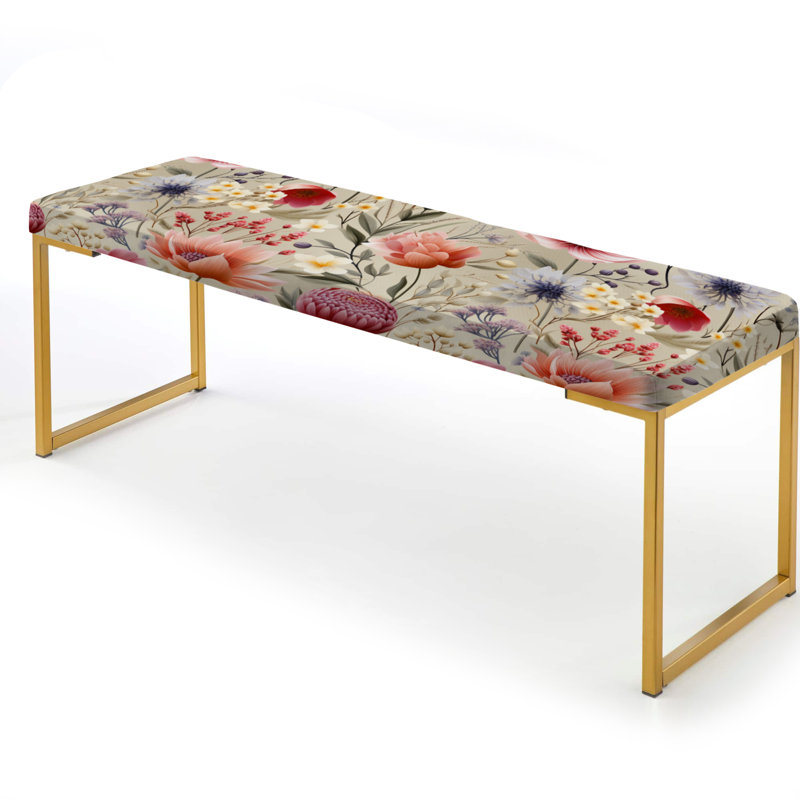 Motif floral pastel de campagne anglaise - Banc rembourré doré floral