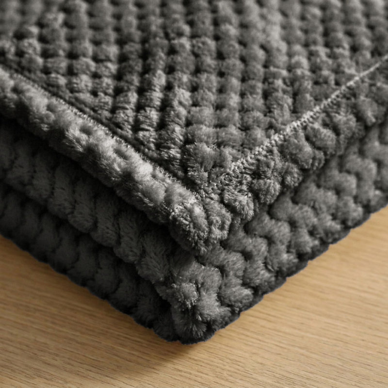 Couverture en molleton moelleux Lily, Très grand lit, Gris anthracite