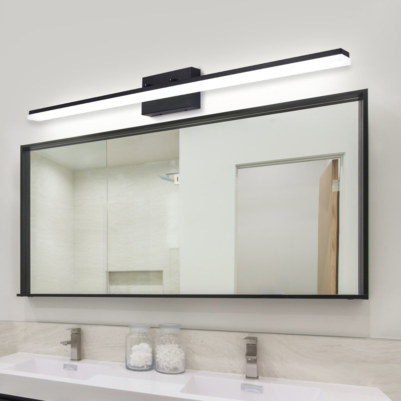 Barre d'éclairage de salle de bain 1 lumière DEL Alfonza, L 47,24 po, Noir mat, Blanc froid 5000K