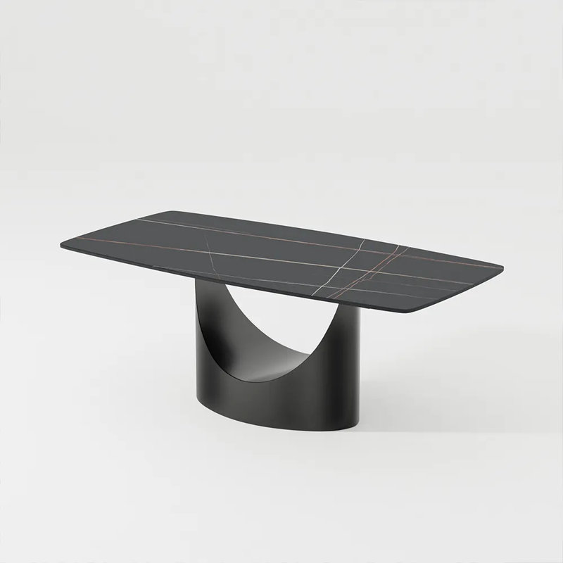 Table de salle à manger Diandra, Marbre noir, Noir, H 30,7 po x L 93,7 po x l 42,71 po