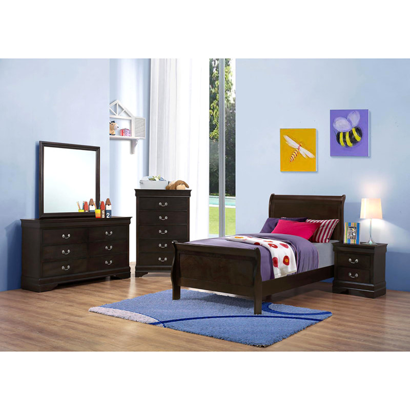 Lit-bateau simple Cappuccino, Lit simple, Brun
