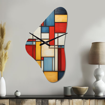 Geometric Abstraction Composition II - Boomerang Shape Abstract Geometric 3D Wall Clock
