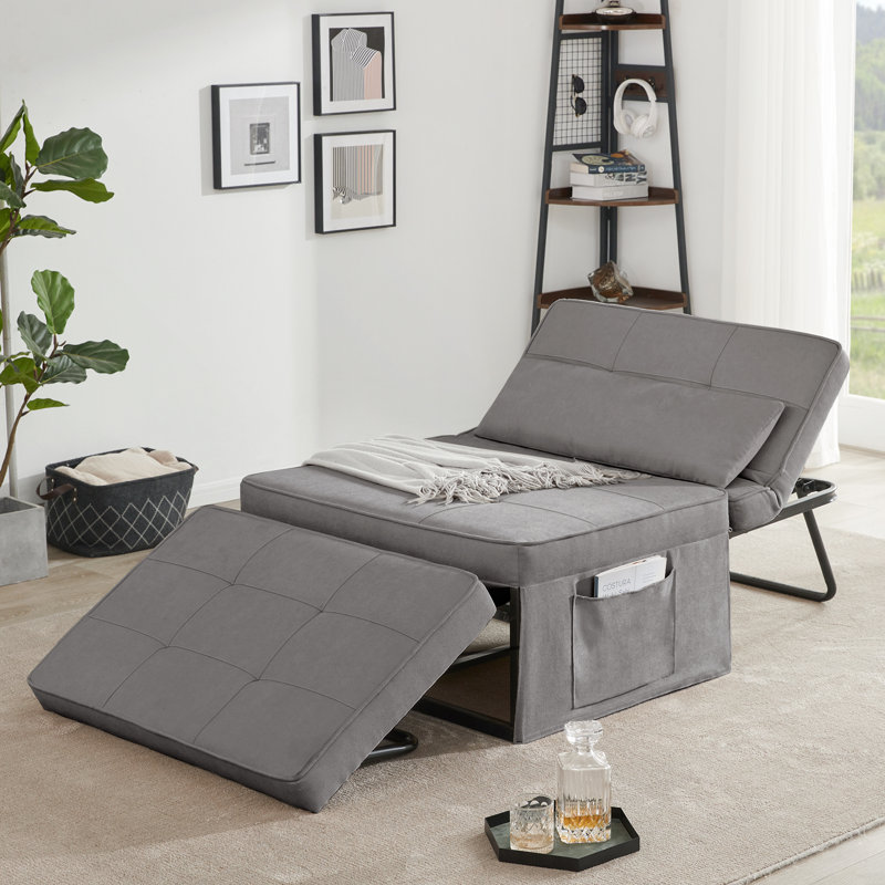 Fauteuil d'appoint convertible 35,8 po Camberly, 100 % lin gris foncé