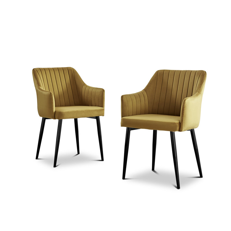 Wethersfield Velvet Upholstered Dining Chairs, Black, Mustard