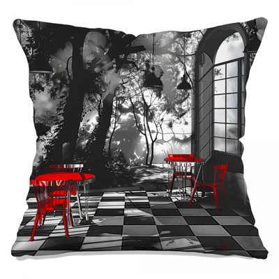 Cafe Throw Pillow, Scenic Double Sided Pillows